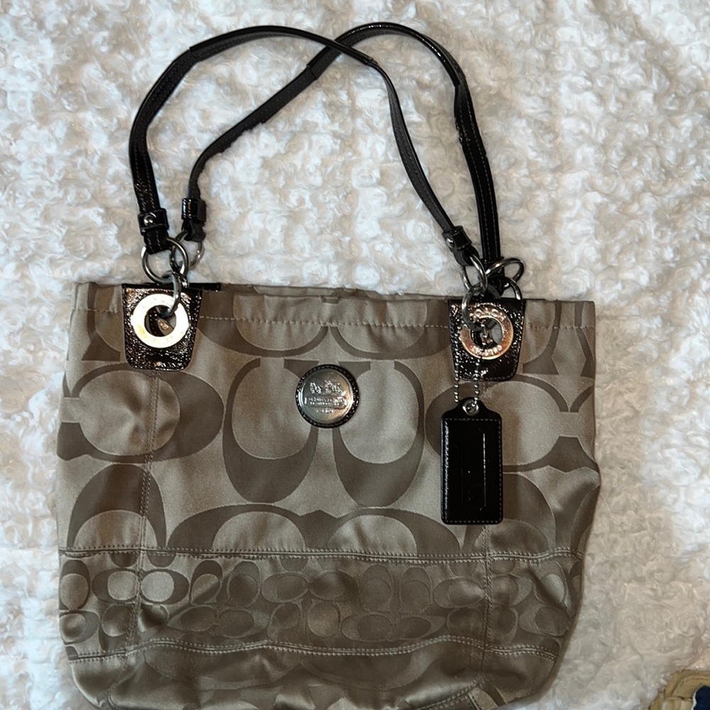 Authentic Coach Signature Sateen Tote